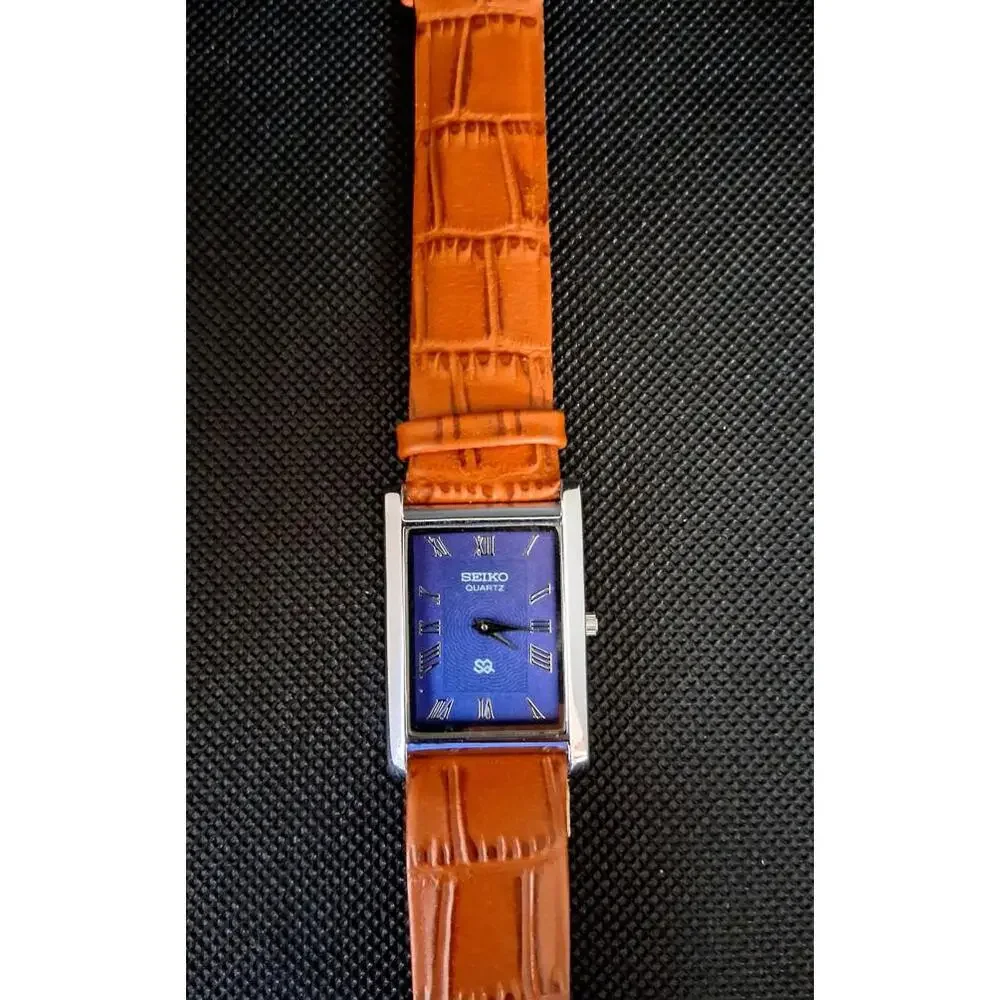 Men's‎ Vintage Seiko Tank Leather Wrist Watch RARE